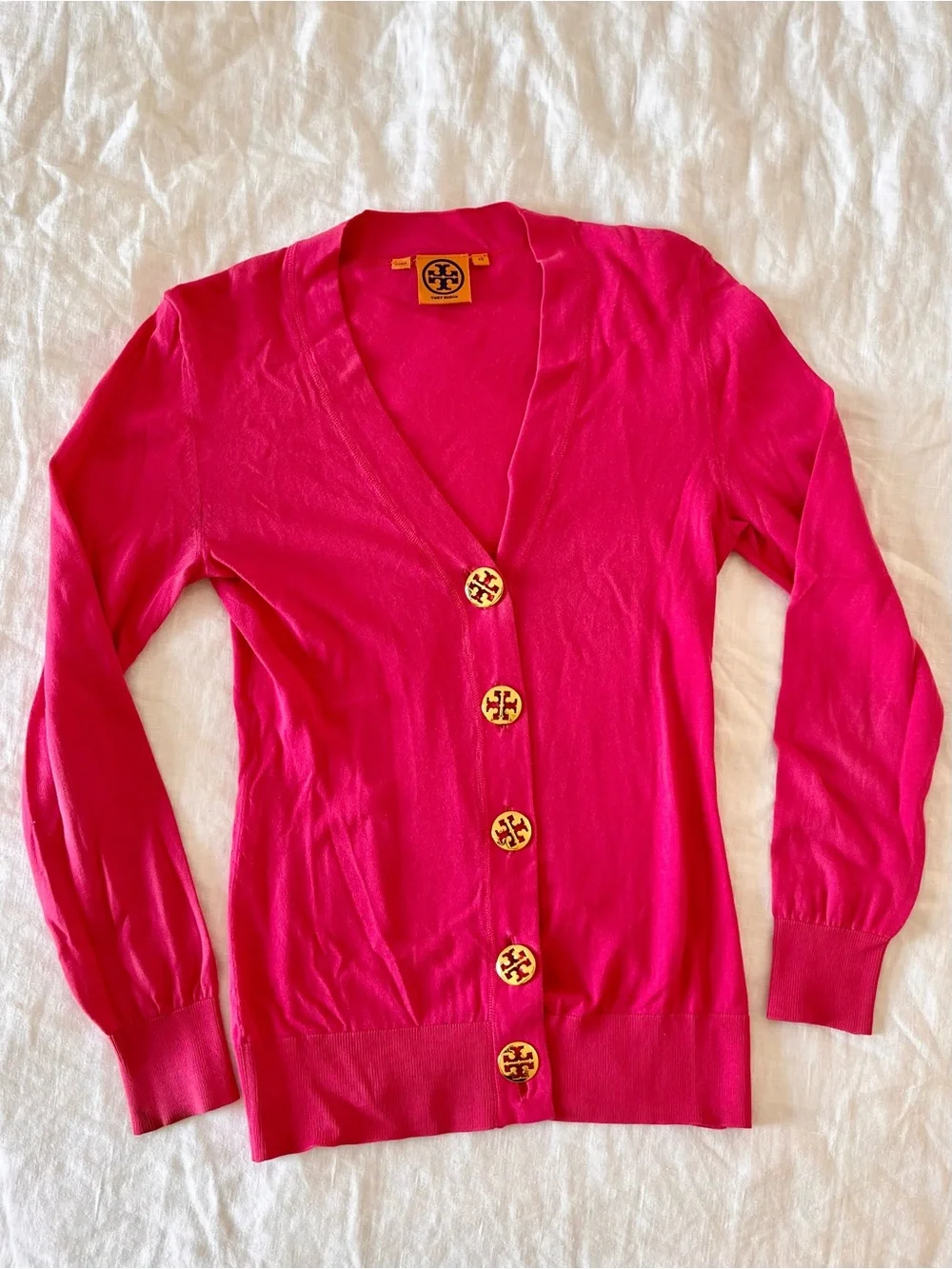 Tory Burch Simone Cardigan xs v neck pink
